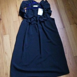NWT black dress with ruffle colar